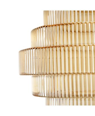 Ribbed Geometric Glass Vase, 9.1" L x 9.1" W x 9.8" H