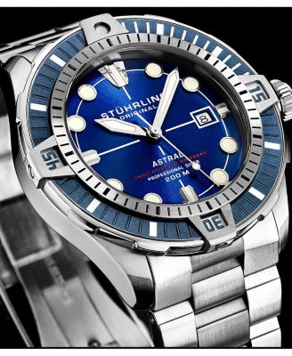 Men s Astral Diver 44mm Swiss Automatic Watch, Blue Dial, Stainless Steel Bracelet, Rotating Bezel, 200M Water Resistant