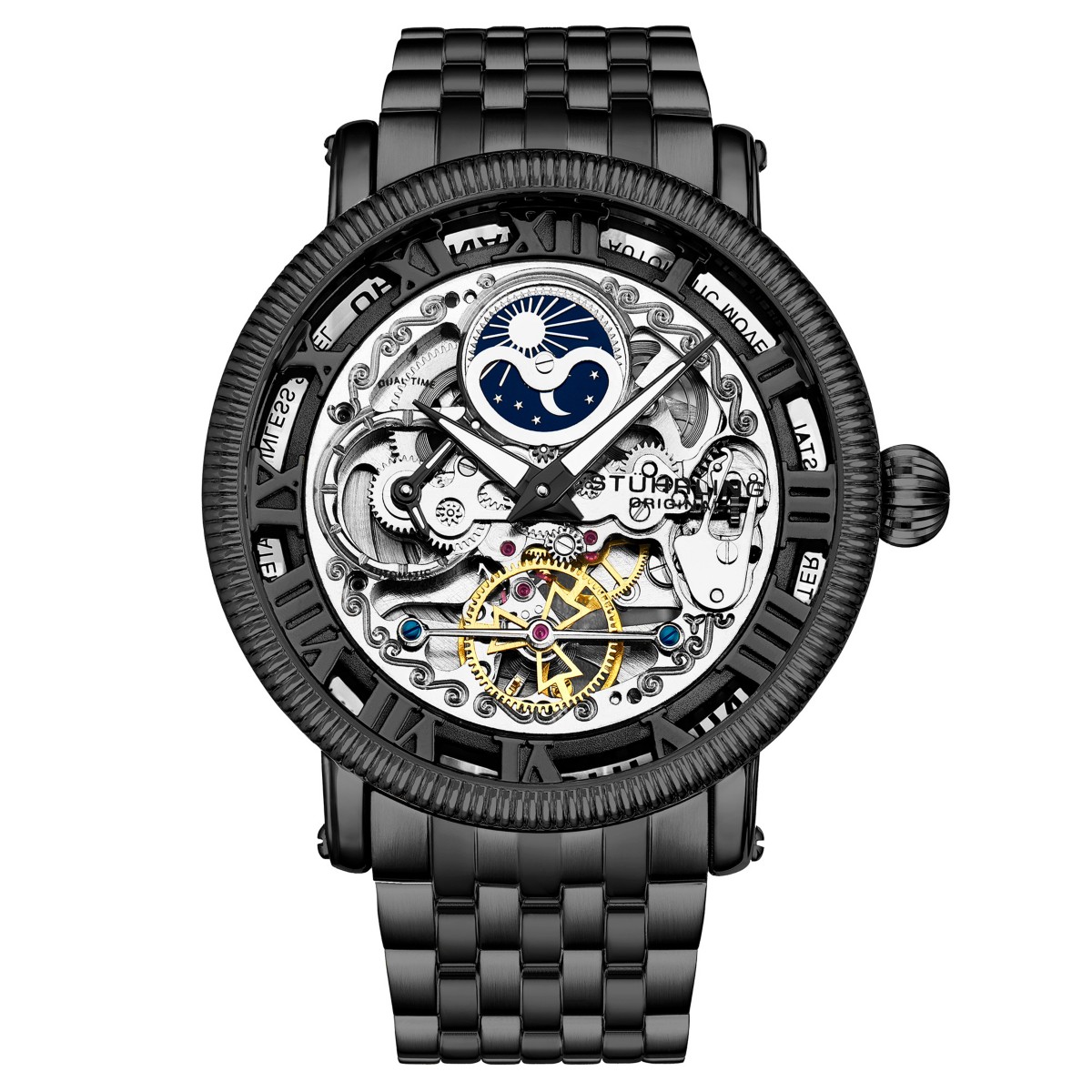Мужские часы Stuhrling Original 3922 Skeleton Automatic на стальном браслете — фото 2