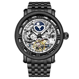 Stuhrling Men's Automatic Black Case, Black Dial, Black Hands, Black Bracelet Watch