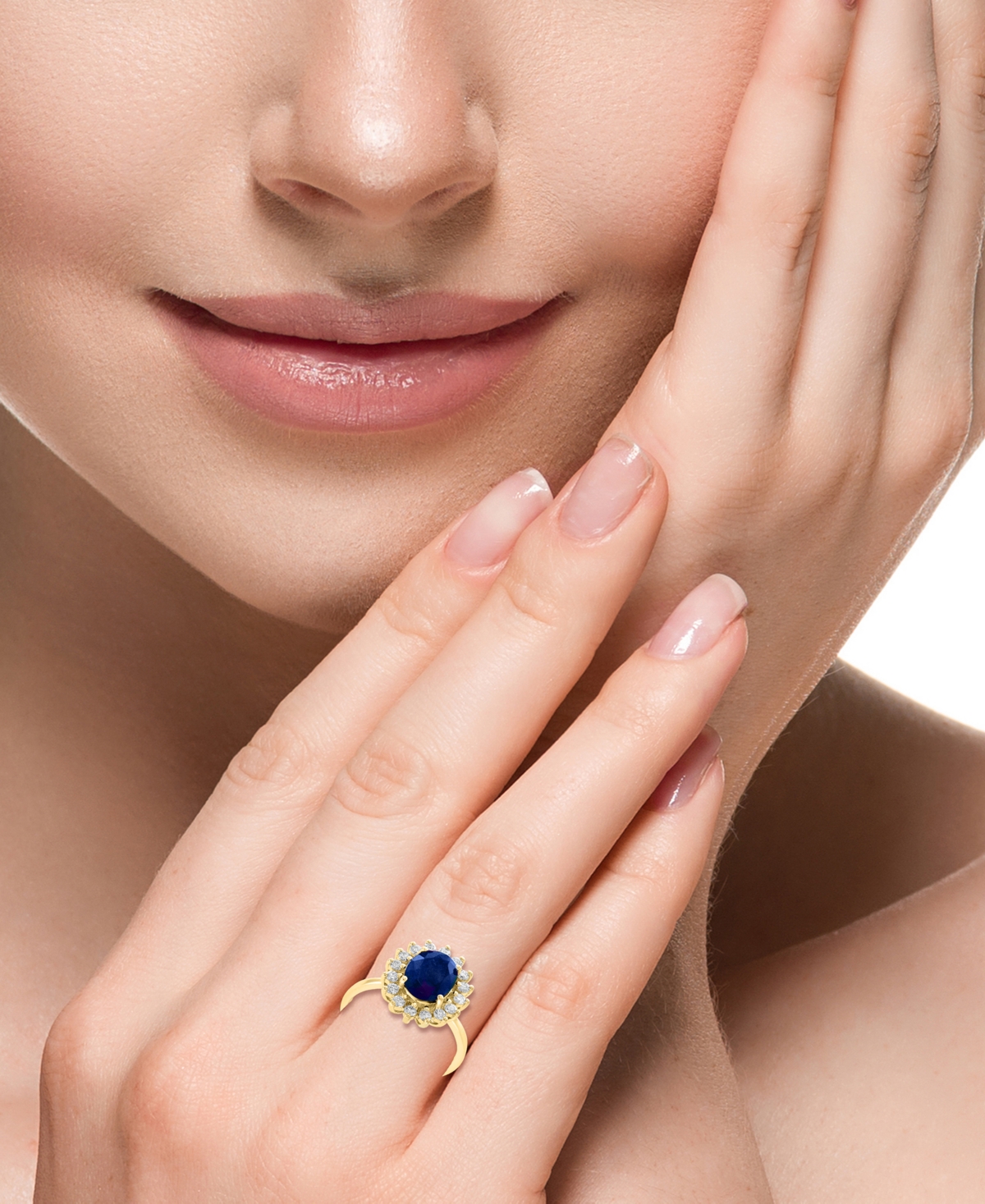 Effy Collection Effy Sapphire (1-7/8 Ct. T.w.) & Diamond (3/8 Ct. T.w.) Halo Ring In 14k Gold (also Available In Eme In Gold
