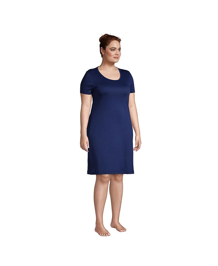 Lands' End Women's Plus Size Supima Cotton Short Sleeve Knee Length