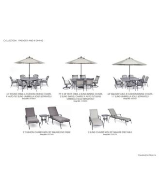 Vintage II Outdoor 9-Pc. Dining Set (64" Square Dining Table & 8 Swivel Rockers), With Outdura&reg; Cushions Created for Macy's 