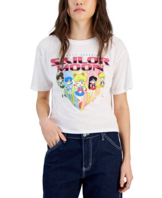 Sailor Moon - Juniors' Heart Graphic Short-Sleeved Crop T-Shirt