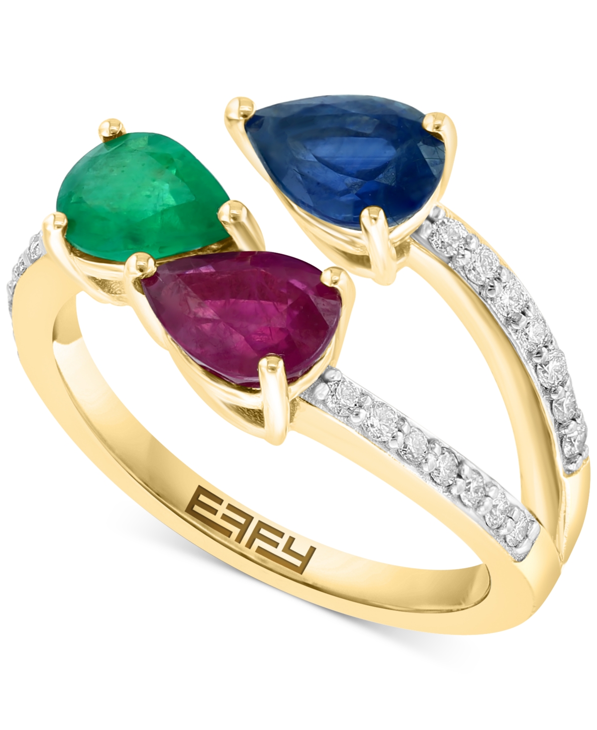 Effy Collection Effy Multi-gemstone (2 Ct. T.w.) & Diamond (1/5 Ct. T.w.) Bypass Ring In 14k Gold