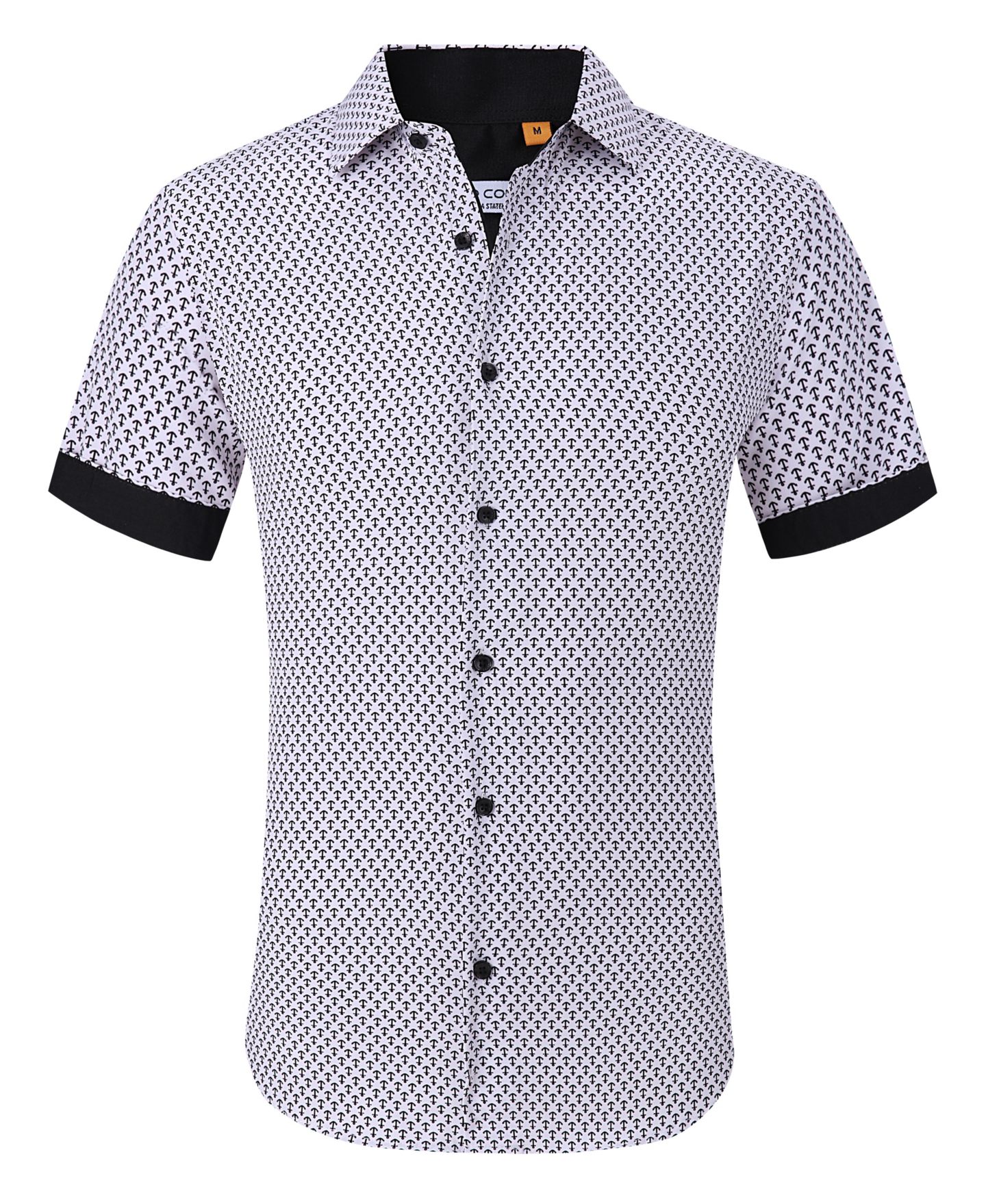 Мужская рубашка Suslo Couture Slim-Fit Geo-Print Performance, цвет: Чёрный — фото 4