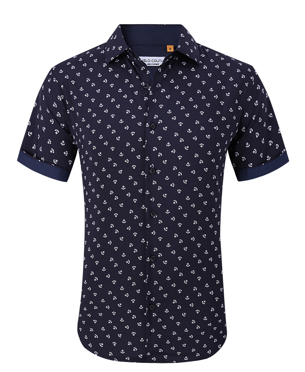 Men's Slim-Fit Geo-Print Performance Shirt - Brown Dobby