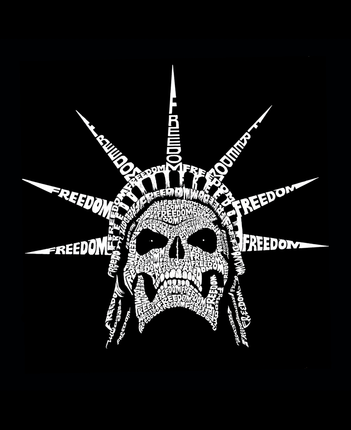La Pop Art Men's Freedom Skull Word Art Long Sleeve Hooded Sweatshirt