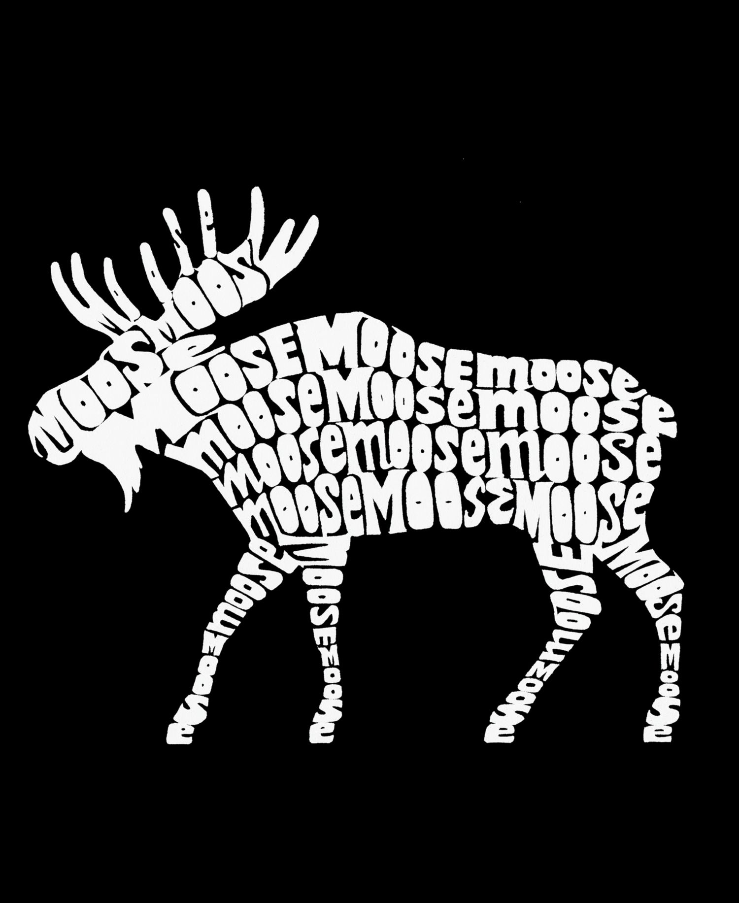 Men's Moose Word Art Long Sleeve Hooded Sweatshirt