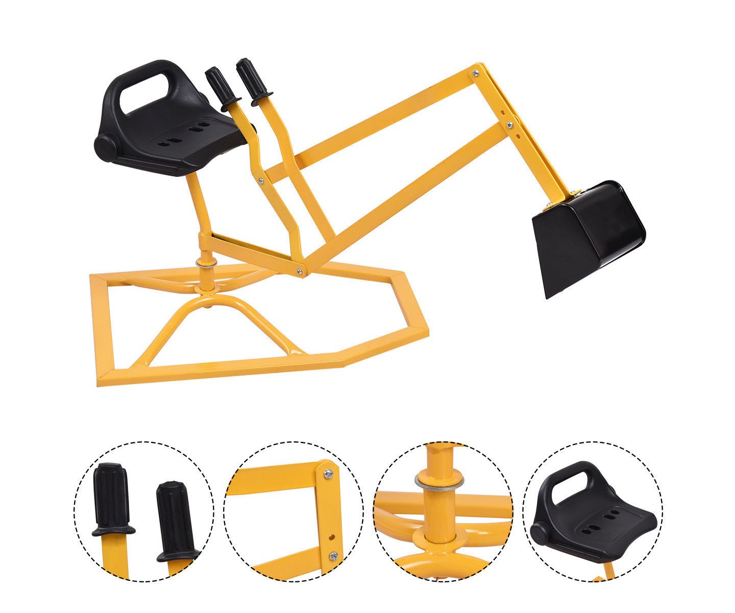 Детская игрушка Costway Heavy-Duty Steel 360-Degree Rotatable Seat Ride-On Sand Excavator, Ages 4+, цвет: Жёлтый — фото 11
