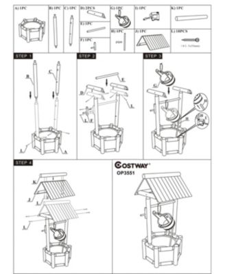Garden Rustic Wishing Well Water Fountain Wooden Outdoor
