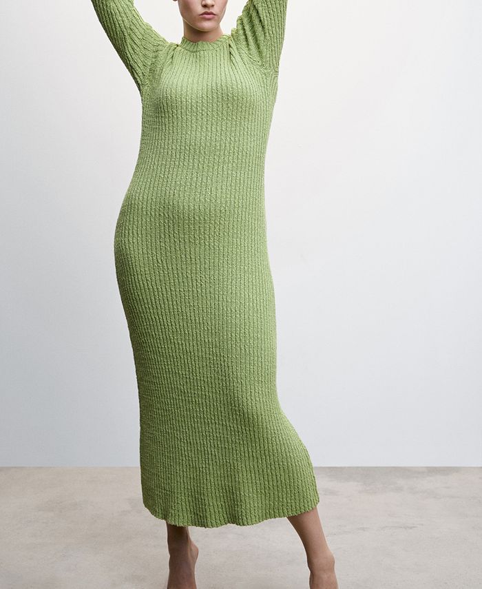 MANGO Women's Ribbed Long Dress Macy's