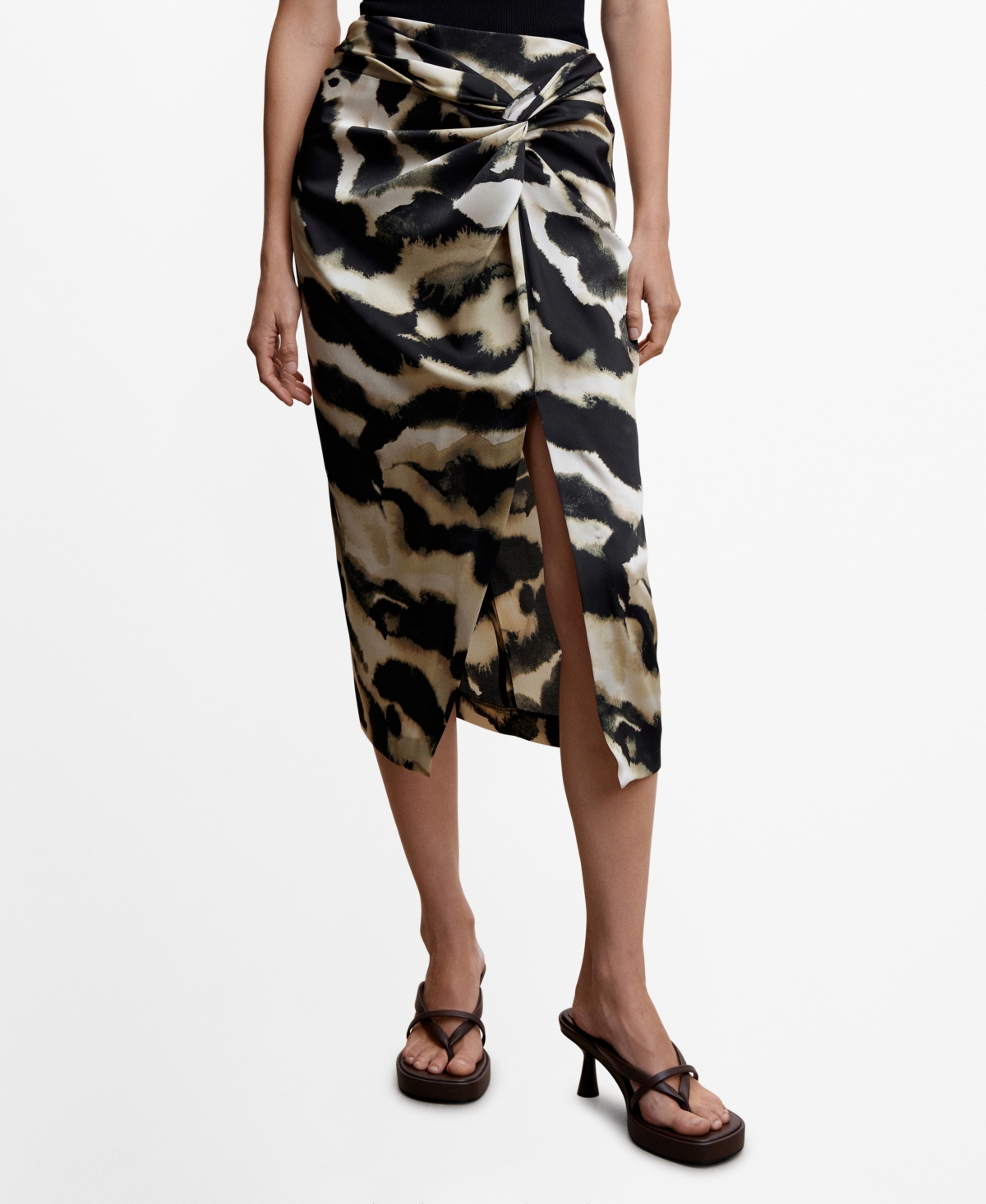 Mango Women's Knot Printed Skirt In Black ModeSens