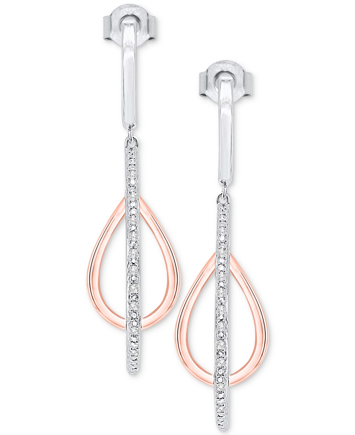 Diamond Orbital Teardrop Drop Earrings (1/10 ct. tw.) in Sterling Silver & 14k Gold-Plate - Sterling Silver  Gold-Plate