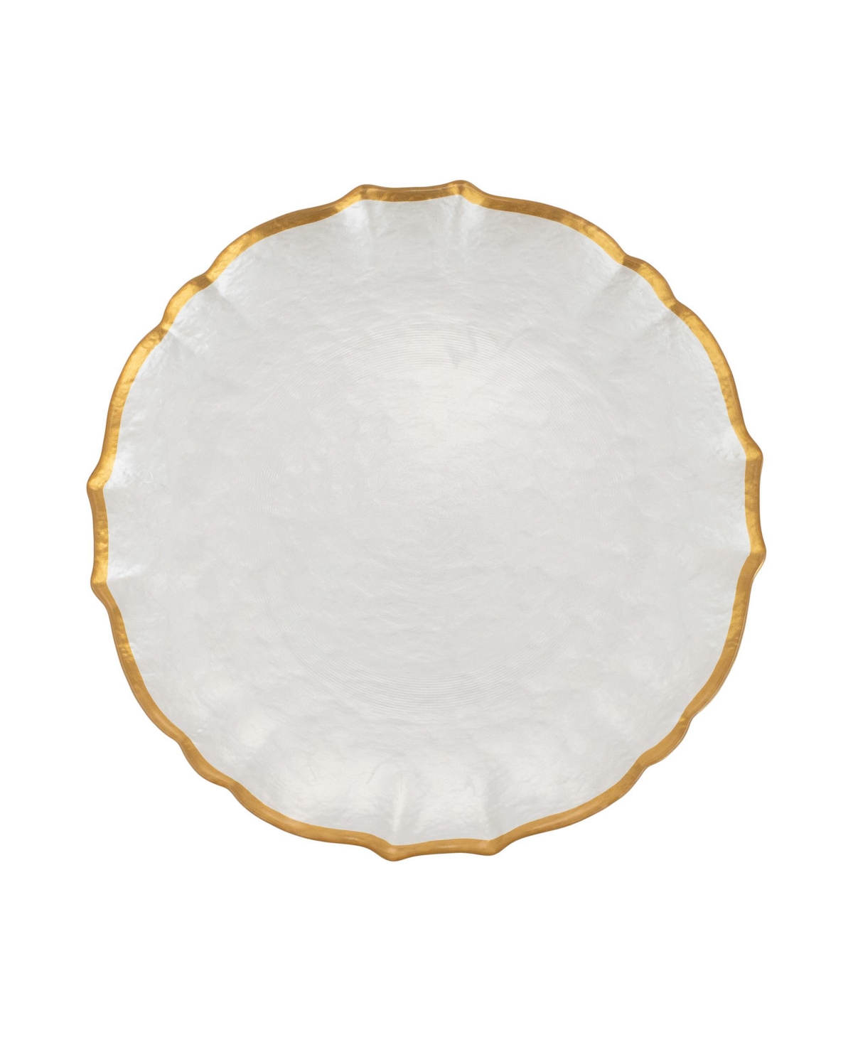 Vietri Baroque Glass Dinner Plate In White
