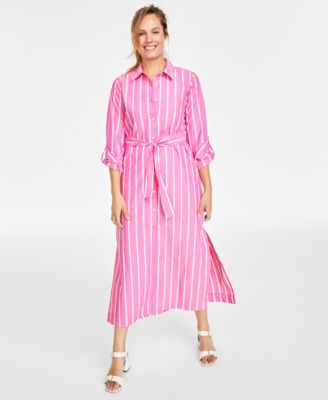 On 34th - Women's Striped Maxi Shirtdress, Created for Macy's