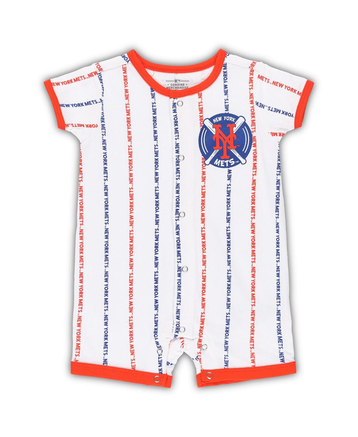 OUTERSTUFF NEWBORN AND INFANT BOYS AND GIRLS WHITE NEW YORK METS BALL HITTER ROMPER