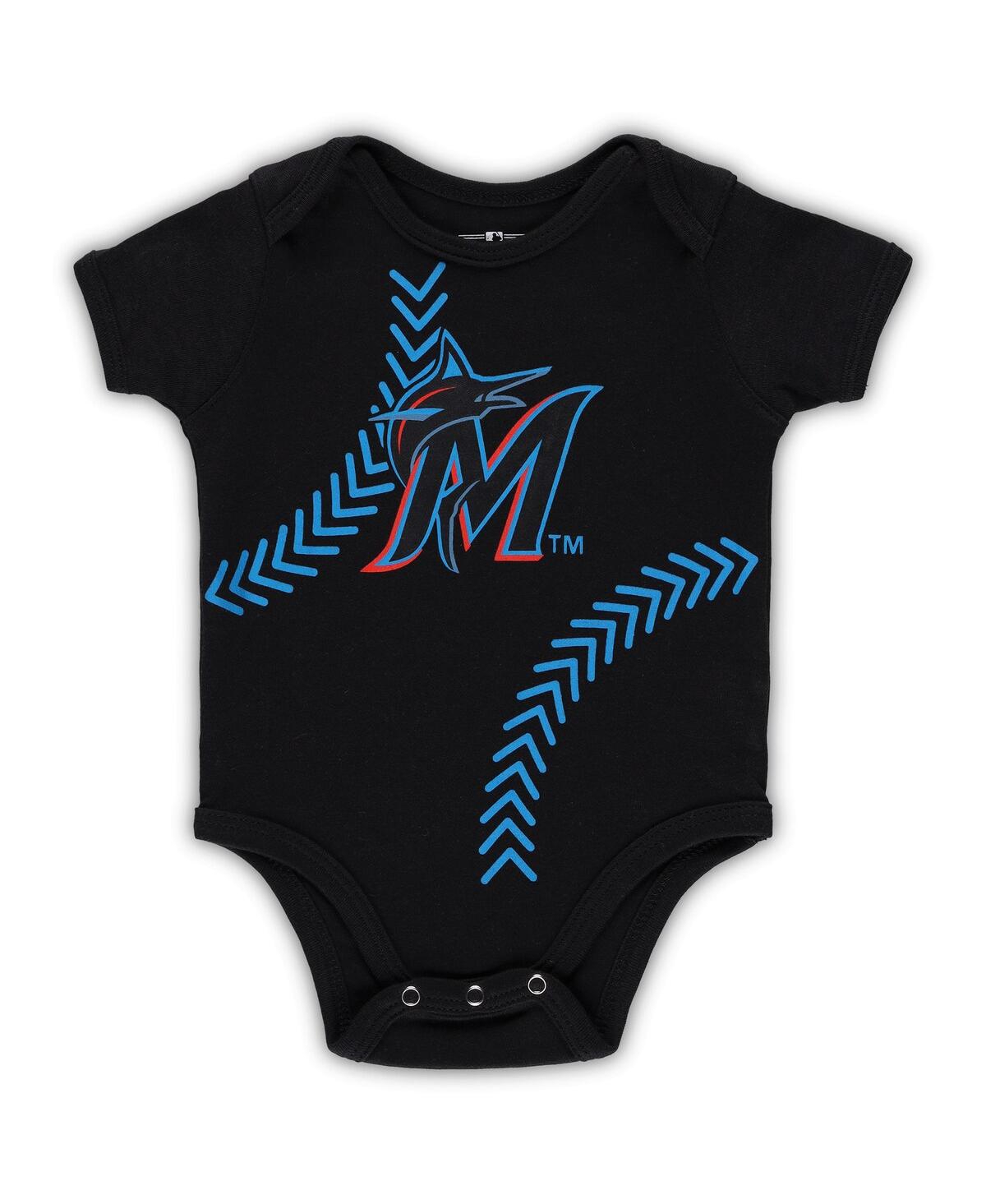 Outerstuff Babies' Newborn And Infant Boys And Girls Black Miami Marlins Running Home Bodysuit
