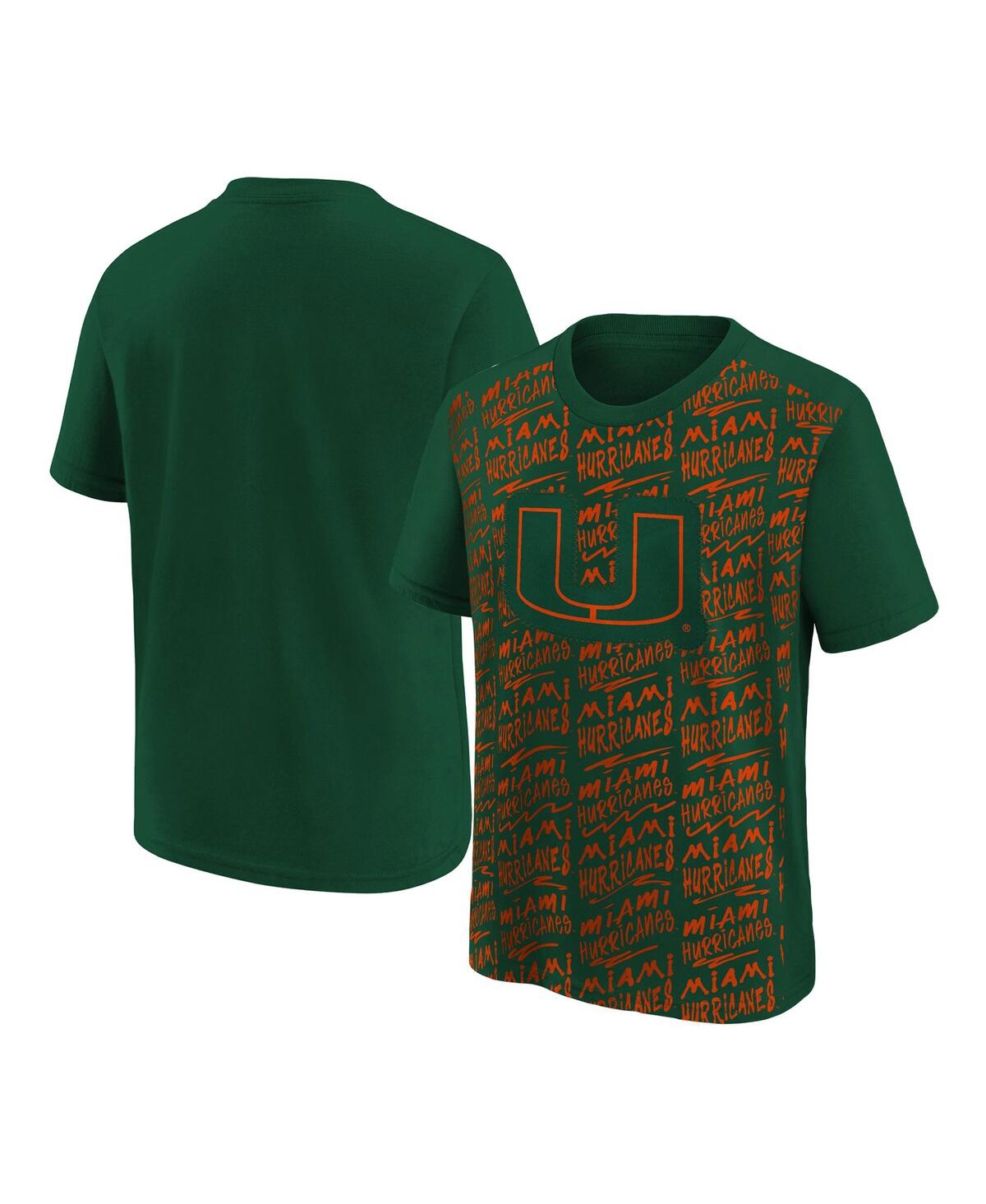 Outerstuff Kids' Big Boys And Girls Green Miami Hurricanes Exemplary T-shirt