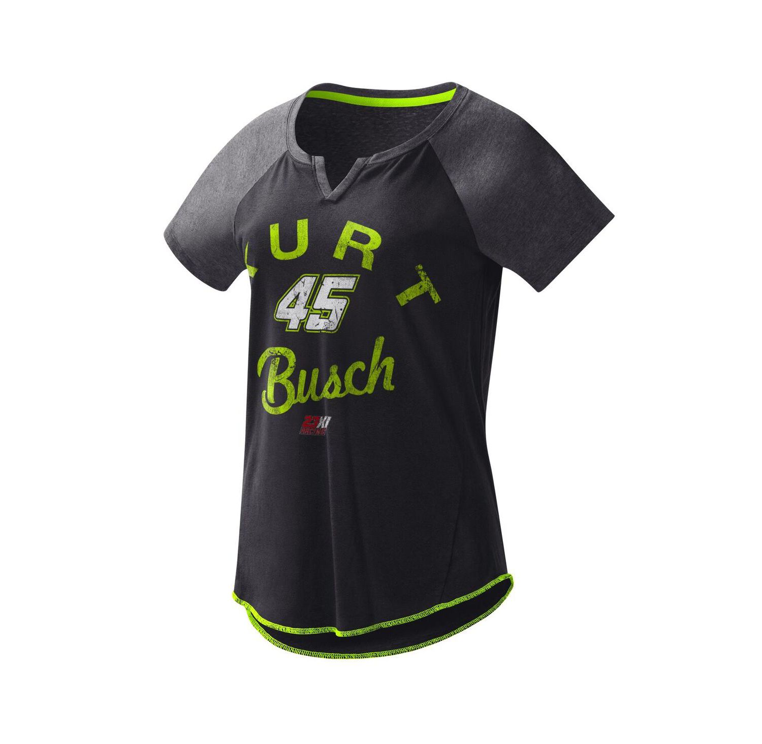Women's Black Kurt Busch Grand Slam Tri-Blend Notch V-Neck T-shirt