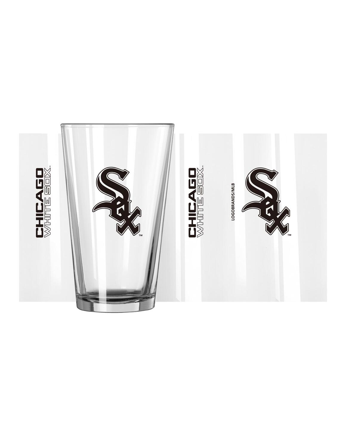 Logo Brands Chicago White Sox 16 oz Team Wordmark Game Day Pint Glass In Clear