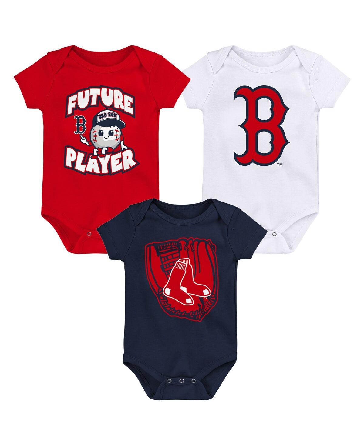 Shop Outerstuff Infant Boys And Girls Red, Navy, White Boston Red Sox Minor League Player Three-pack Bodysuit Set In Red,navy,white