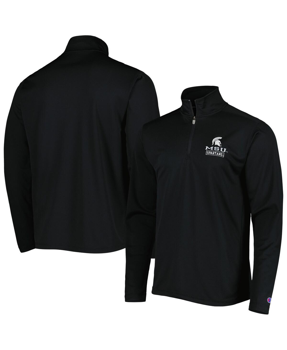 Champion Black Wyoming Cowboys Textured Quarter-zip Jacket In Black