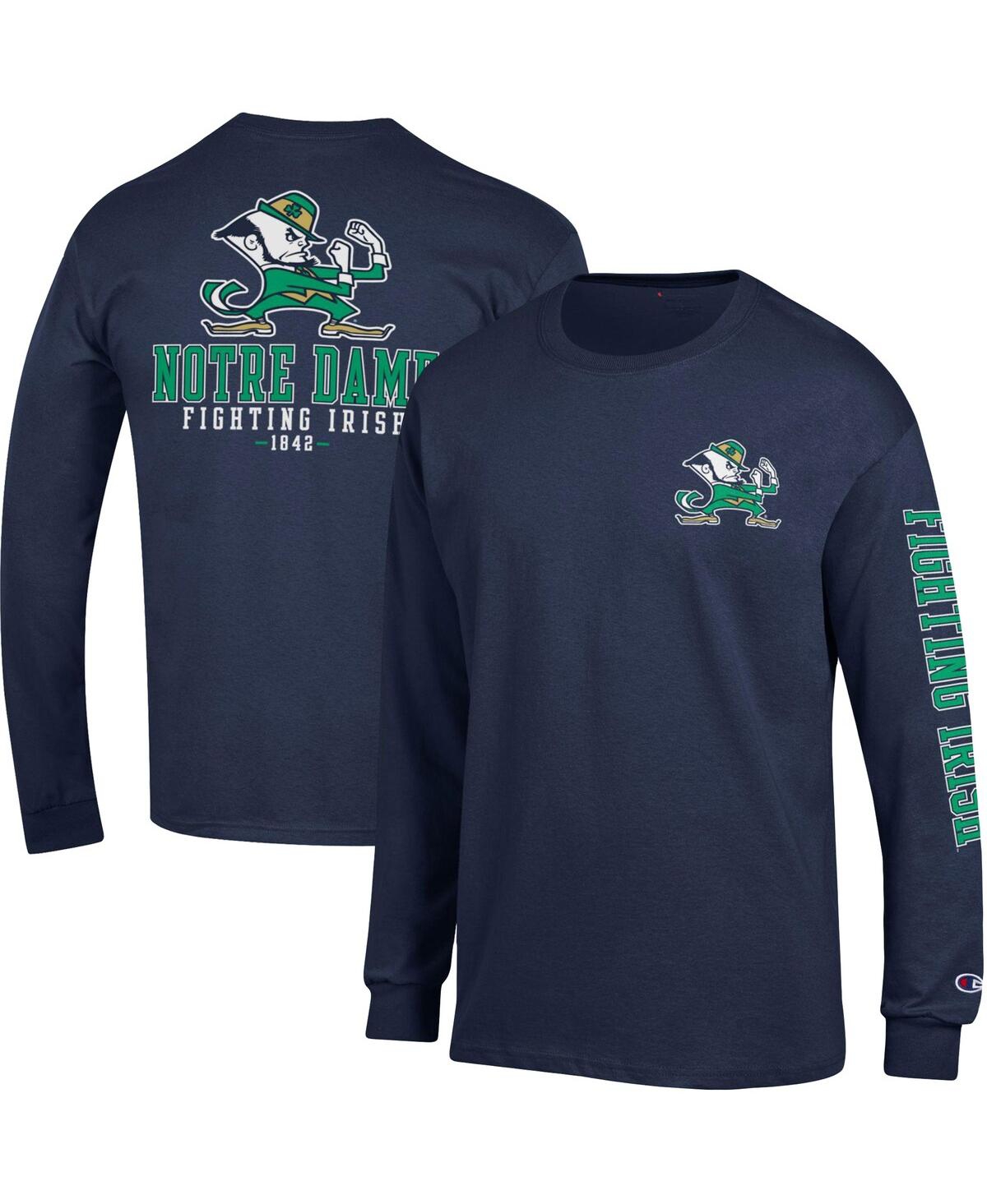 Champion Men's  Navy Notre Dame Fighting Irish Team Stack 3-hit Long Sleeve T-shirt