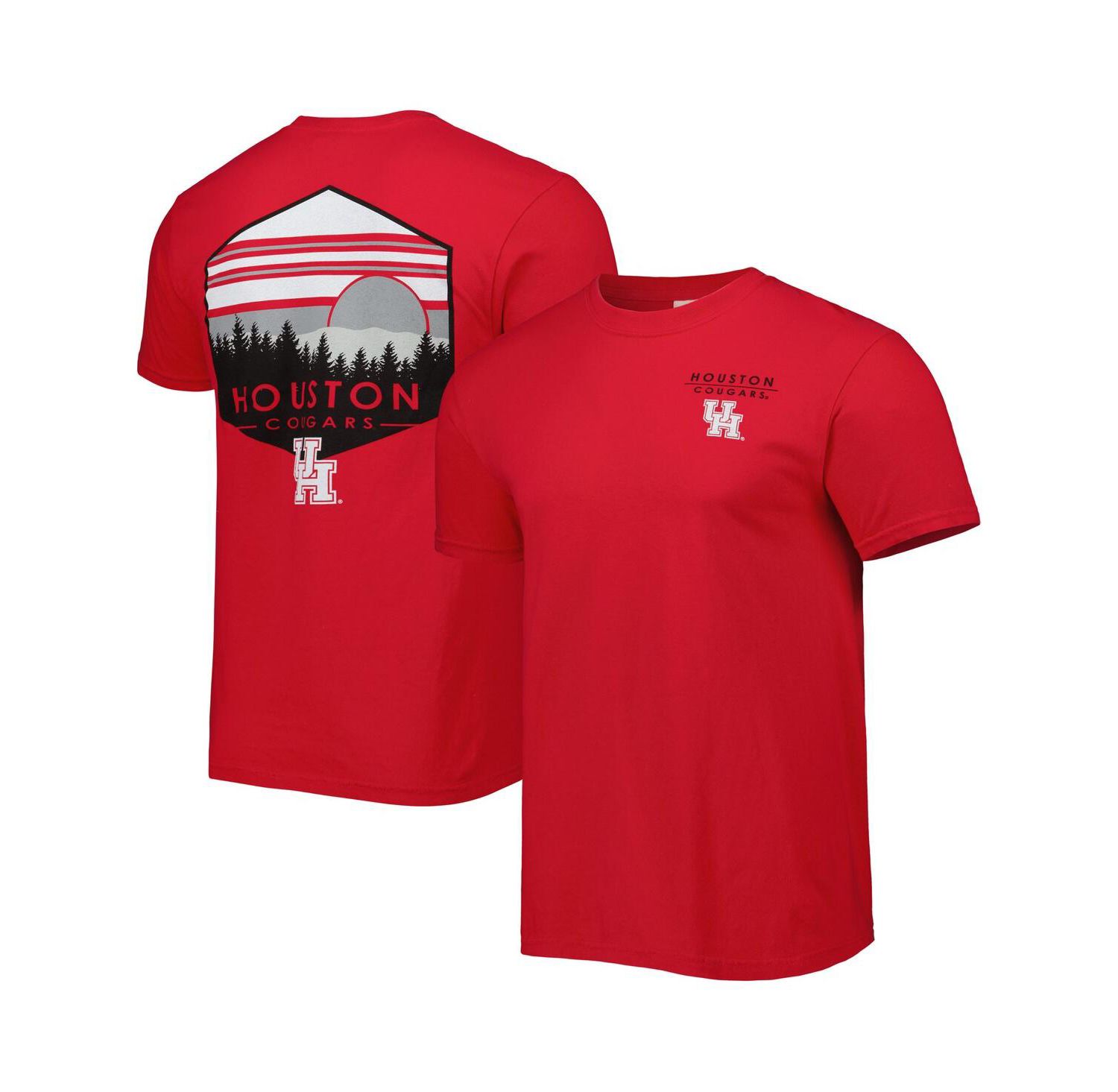 Men's Red Houston Cougars Landscape Shield T-shirt