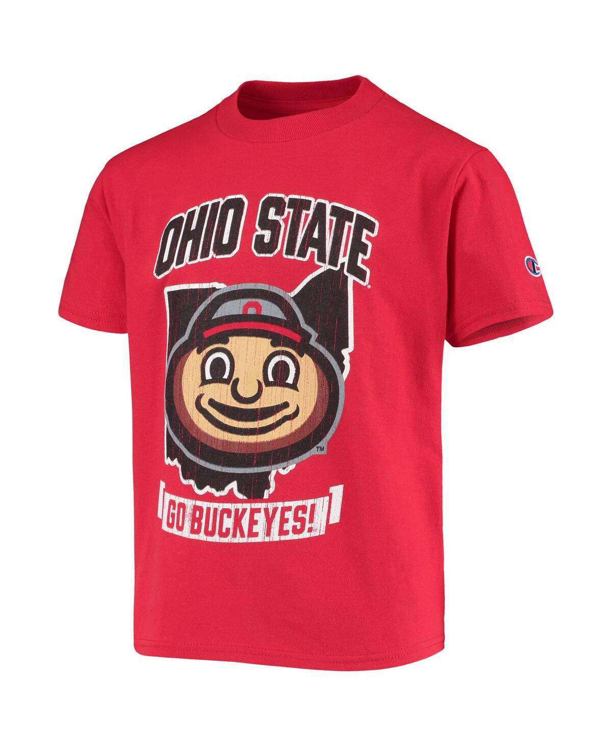 Shop Champion Big Boys And Girls  Scarlet Ohio State Buckeyes Strong Mascot T-shirt