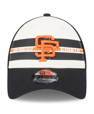 Men's White, Black San Francisco Giants Team Stripe Trucker 9FORTY Snapback Hat