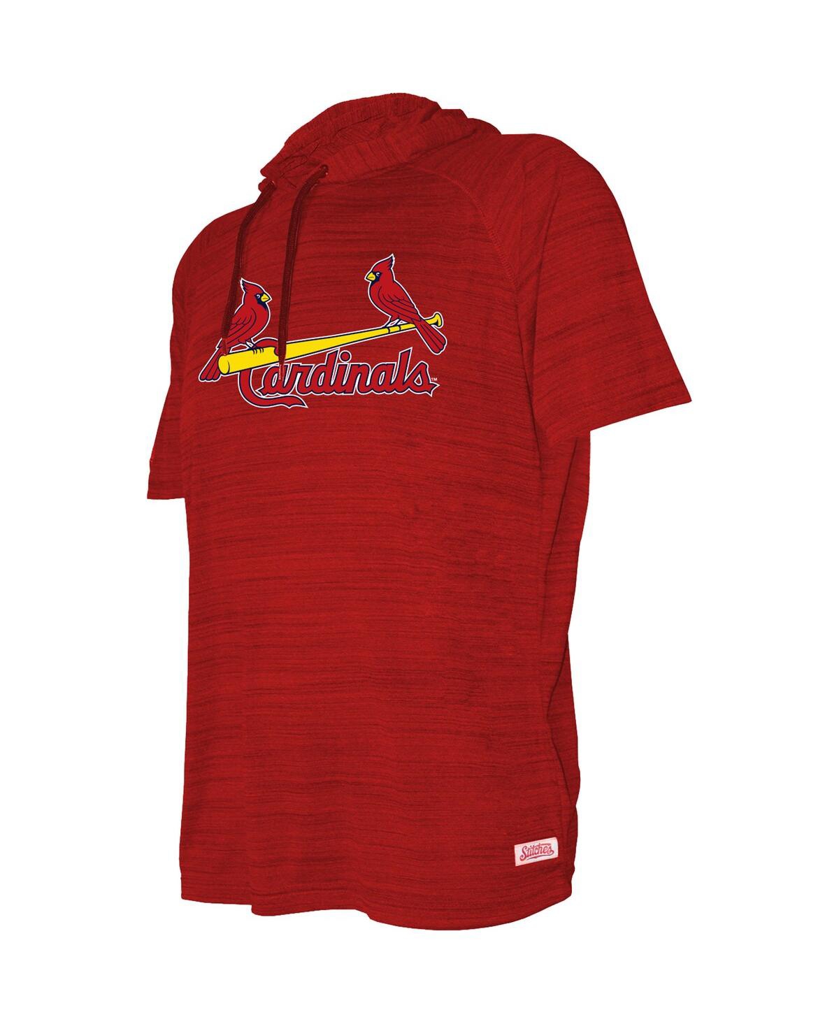 Big Boys and Girls StitchesSt. Louis Cardinals Raglan Short Sleeve Pullover Hoodie - Heather Red