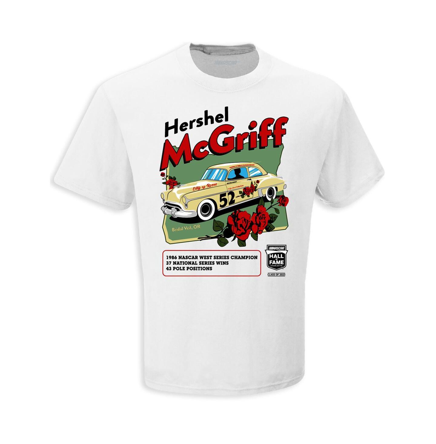 Мужская футболка Checkered Flag Sports White Hershel McGriff NASCAR Hall of Fame Class of 2023 Inductee — фото 2