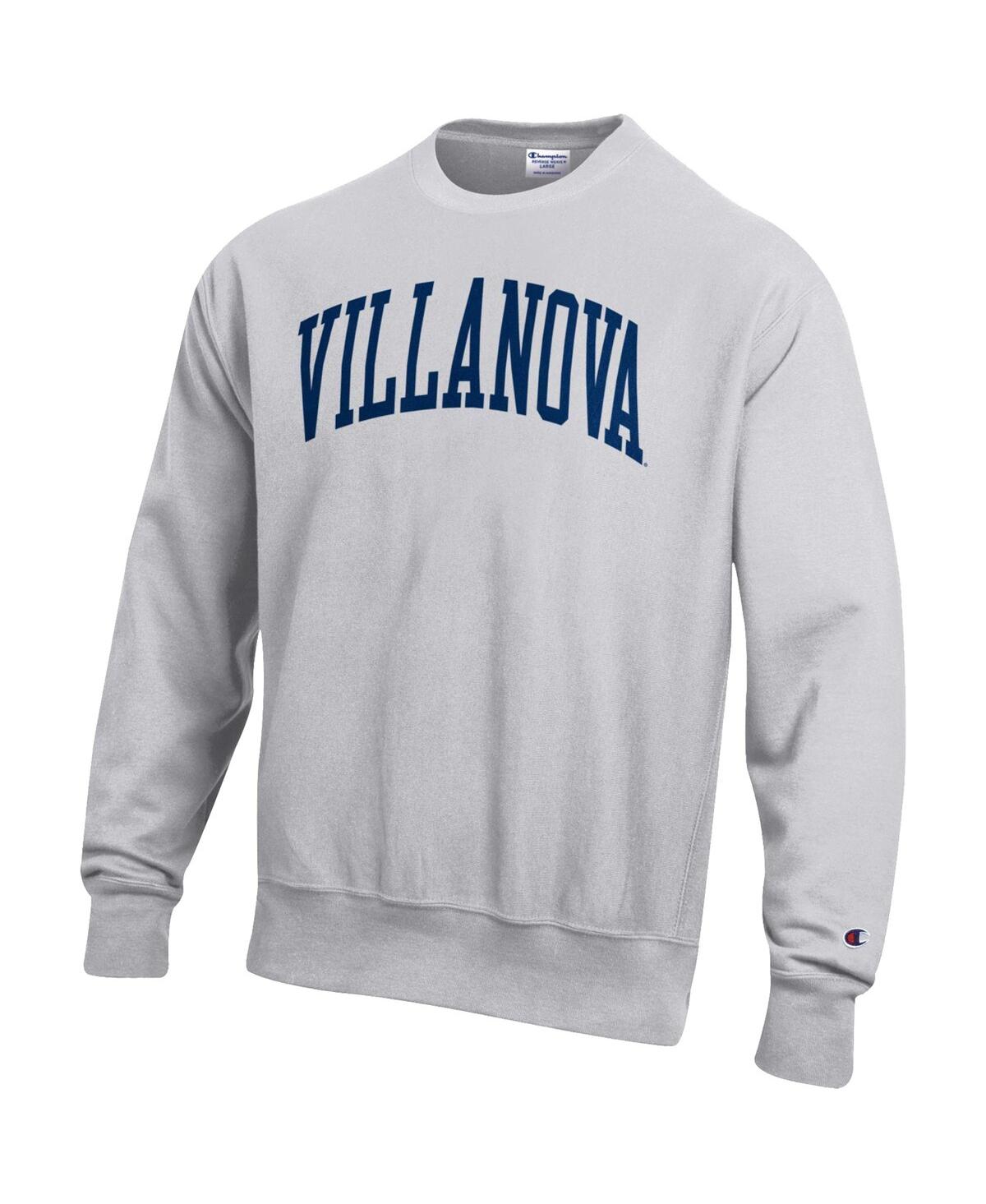 Shop Champion Men's  Heathered Gray Villanova Wildcats Arch Reverse Weave Pullover Sweatshirt