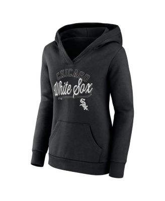 Women's Black Chicago White Sox Simplicity Crossover V-Neck Pullover Hoodie