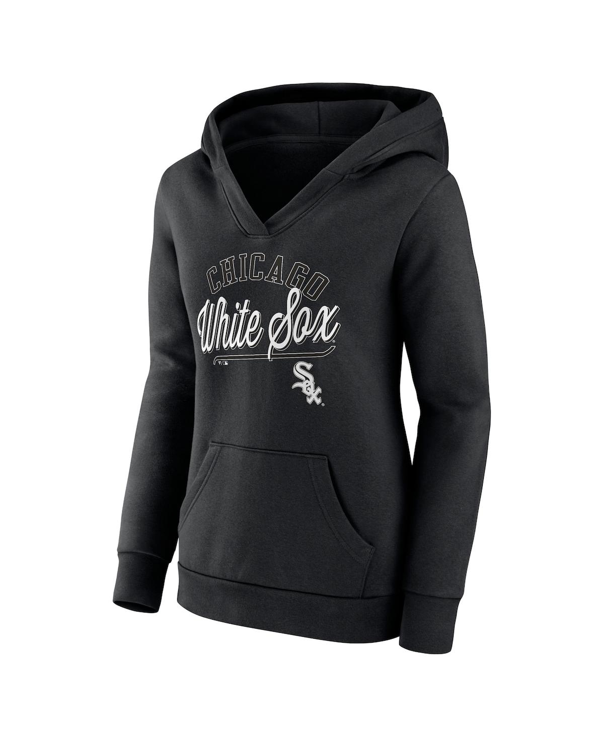 Women's FanaticsChicago White Sox Simplicity Crossover V-Neck Pullover Hoodie - Black