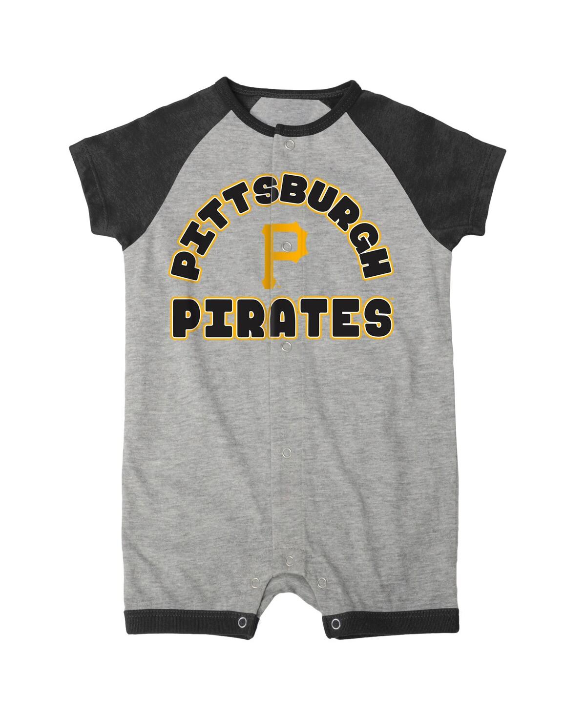 Outerstuff Infant  Heather Gray Pittsburgh Pirates Extra Base Hit Raglan Full-snap Romper In Heather Gray