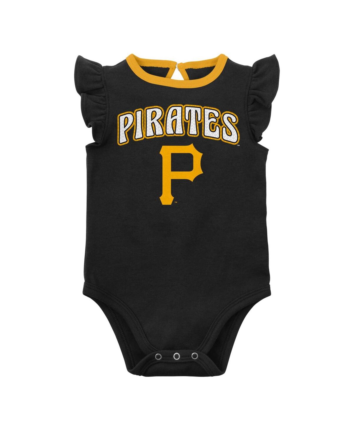 Shop Outerstuff Infant Boys And Girls Black, Heather Gray Pittsburgh Pirates Little Fan Two-pack Bodysuit Set In Black,heather Gray