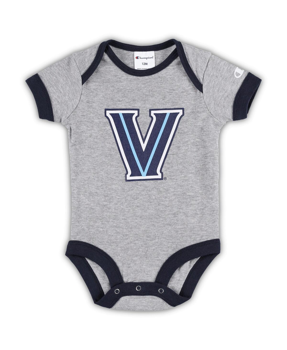 Champion Infant Boys And Girls  Navy, Heather Gray, White Villanova Wildcats I Wanna Be Three-pack Bo In Navy,heather Gray,white