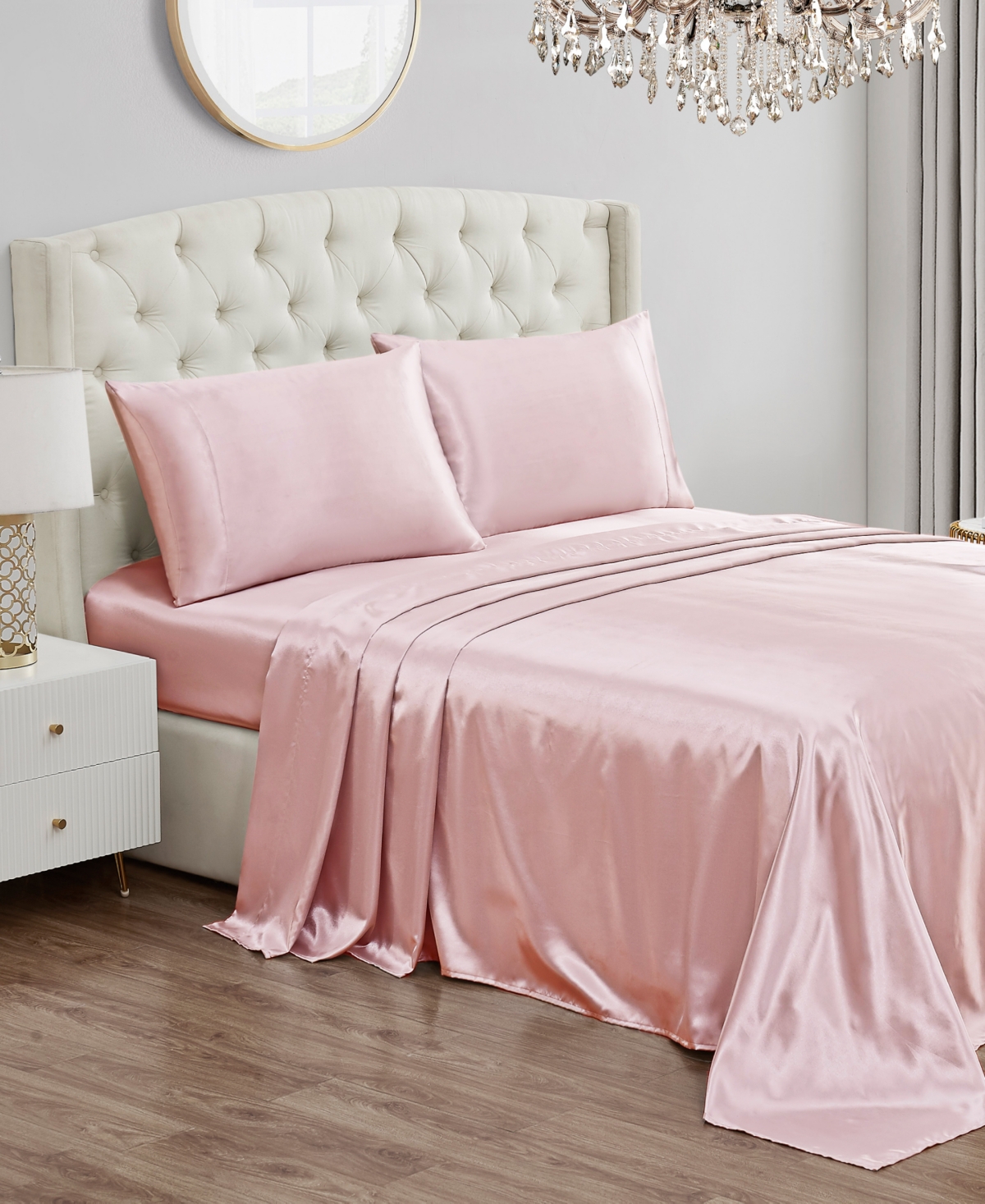 Shop Juicy Couture Satin 4 Piece Sheet Set, Full In Pink