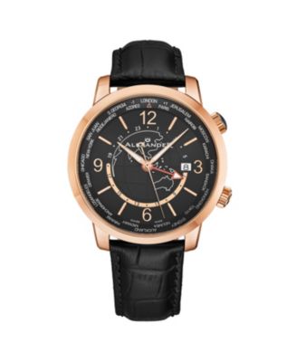 Alexander Men's Journeyman 2 Black Leather , Black Dial , 40mm