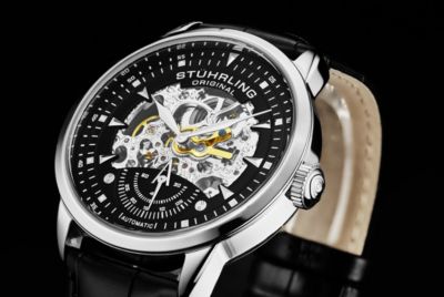 Men's Legacy Black Leather, Black Dial, 44mm Round Watch