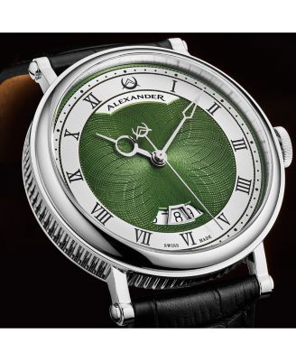 Men's Triumph Automatic Black Leather , Green Dial , 49mm Round Watch