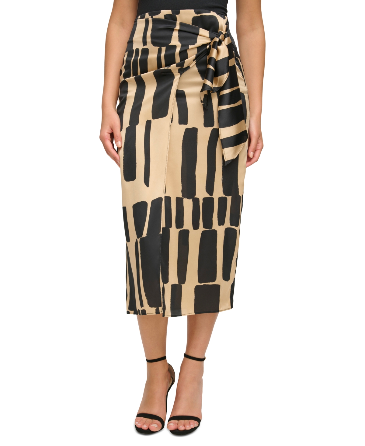 Donna Karan Women's Geometric-Print Wrap-Front Skirt