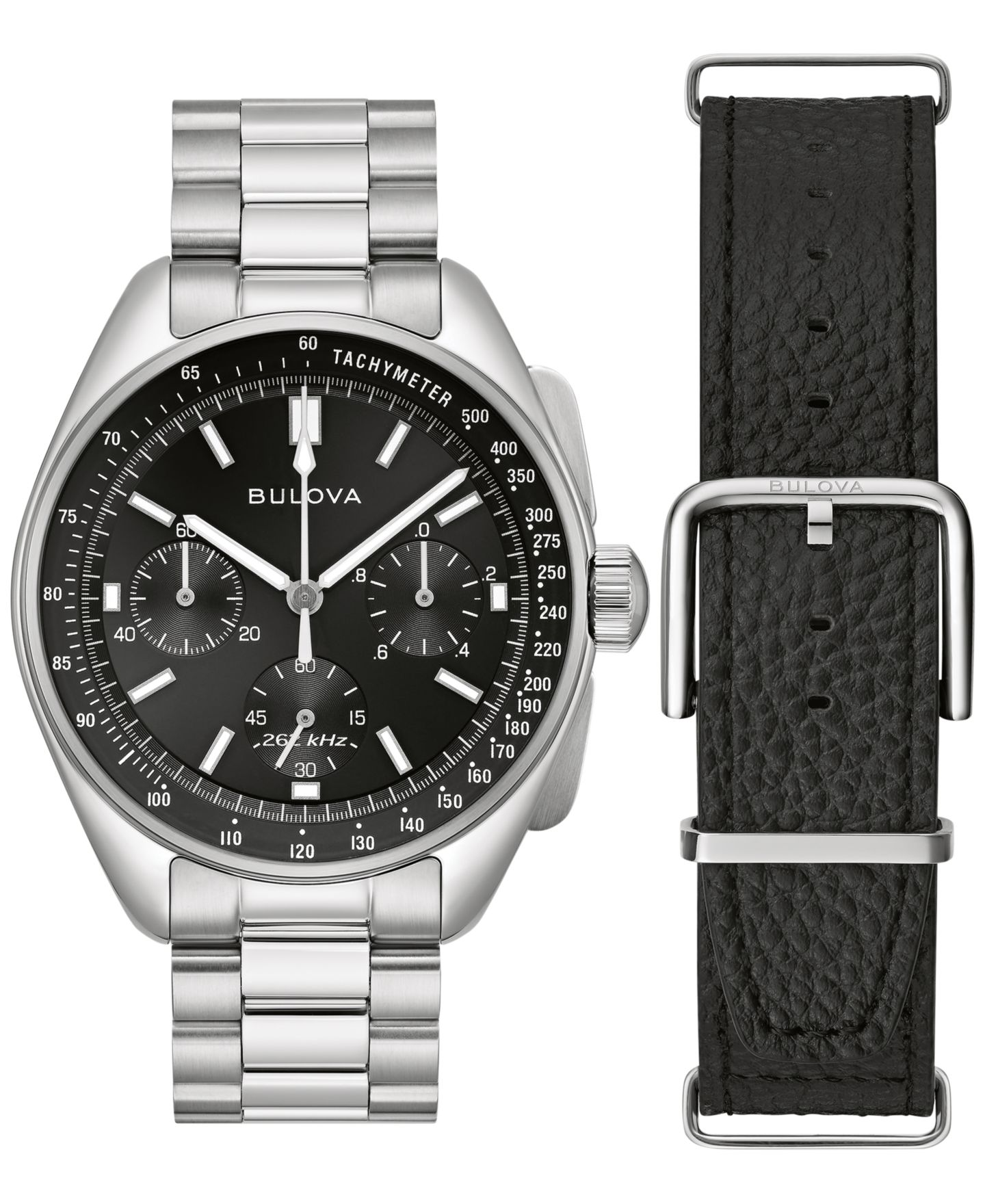Мужские часы Bulova Chronograph Archive Lunar Pilot Stainless Steel Bracelet Watch Box Set 44mm — фото 5