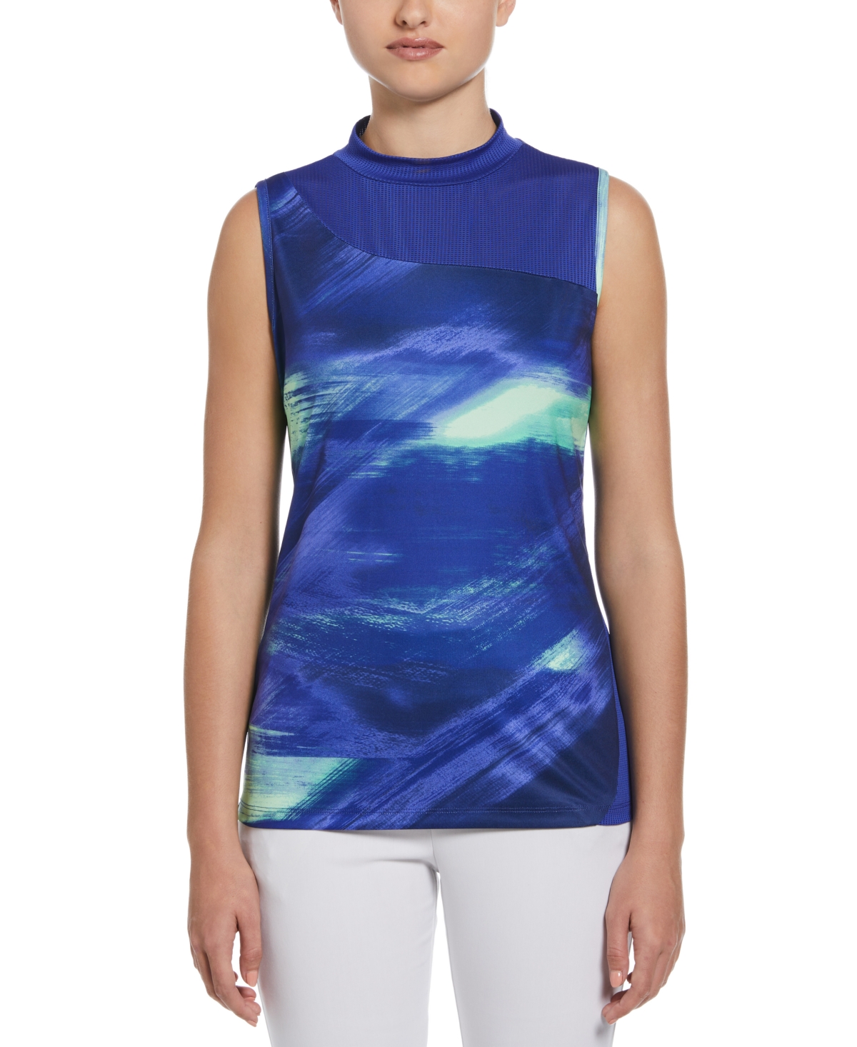 Pga Tour Women's Brushed Abstract Print Sleeveless Golf Shirt In Bluing