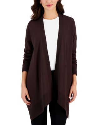 JM Collection Textured Hem Cascade-Front Cardigan, Created for Macy's ...