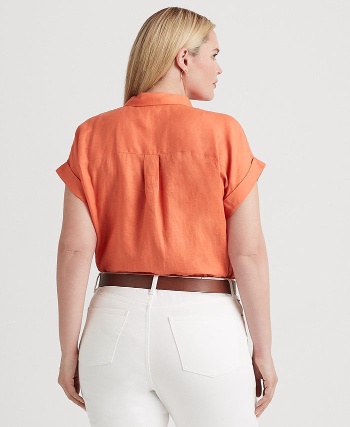 Lauren Ralph Lauren Plus Size Linen Short Dolman Sleeve Top & Reviews