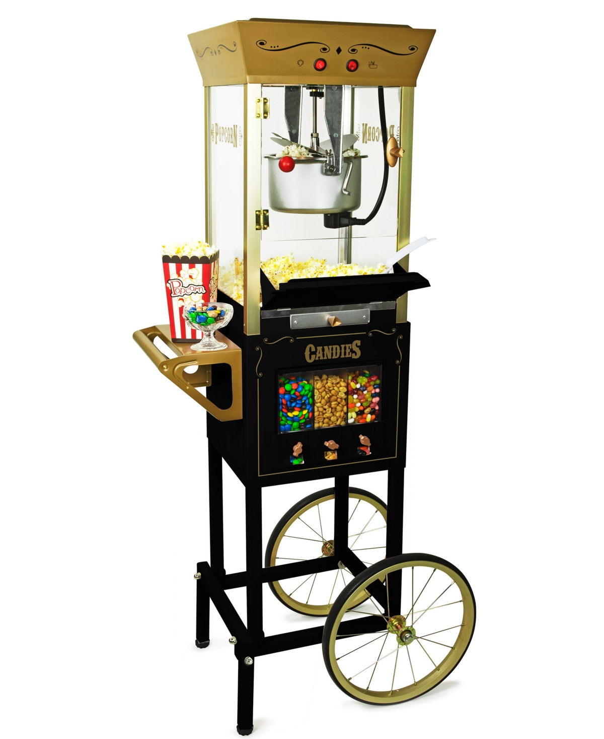 Nostalgia 8 oz Candy Snack Dispensing Popcorn Cart In Black