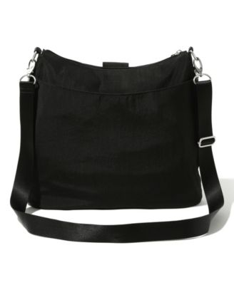 Baggallini Women's Swift Hobo Crossbody Bag - Lightweight, RFID Blocking, Adjustable Strap, Silver Sand Color